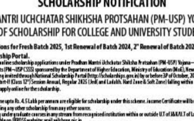 JAMMU AND KASHMIR BOARD OF SCHOOL EDUCATION JKBOSE PM-USP CSSS SCHOLARSHIP SCHEME 2025