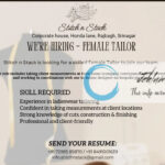 Stitch n Stack Rajbagh Srinagar Female Tailor Jobs Opportunity 2025