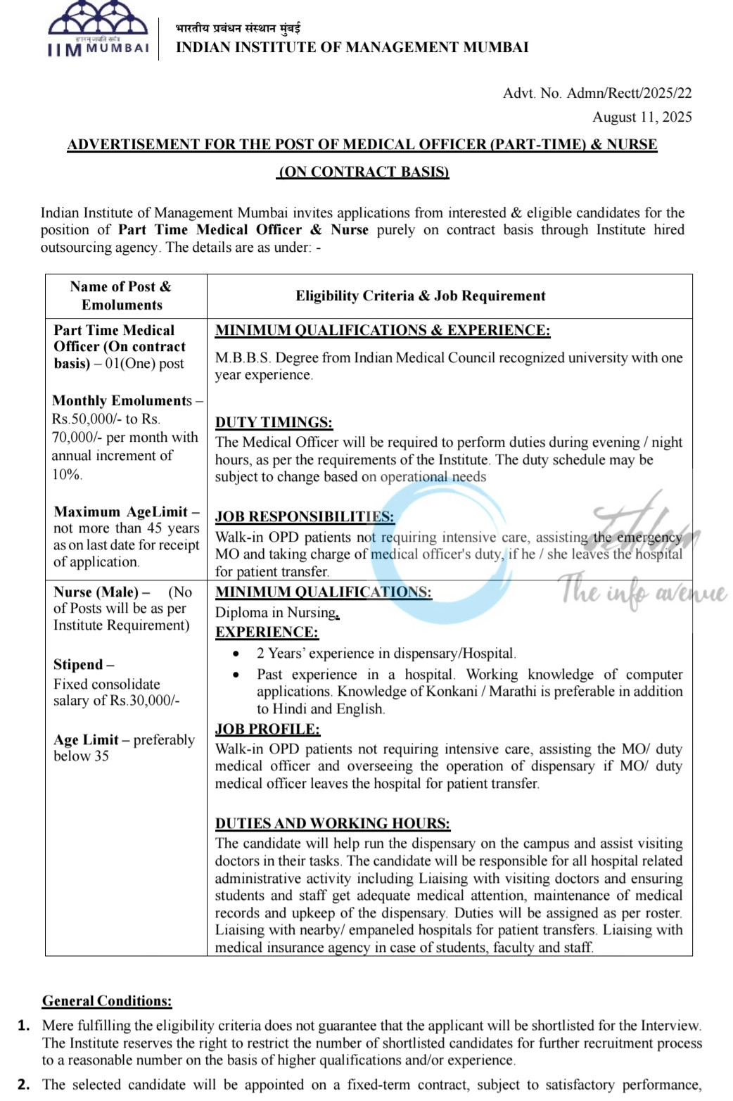 IIM Mumbai Medical Officer Nurse Recruitment Advt No Admn/Rectt/2025/22 Golden Opportunity