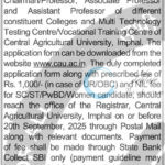 CENTRAL AGRICULTURAL UNIVERSITY CAU Associate/Assistant Professor Vacancy Opportunity Advertisement No 02/2025