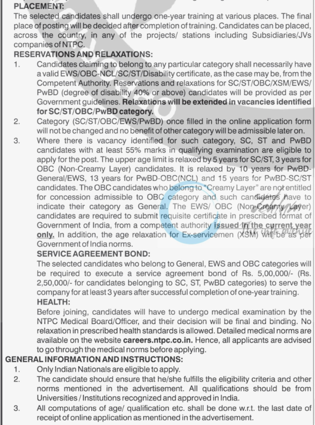 NTPC Executive Trainee HR Opportunities Recruitment Notification Advt No 14/25