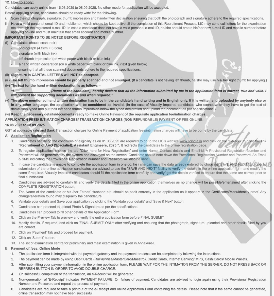 LIC India Assistant Engineer Administrative Officer Specialist Mega Job Notification 2025
