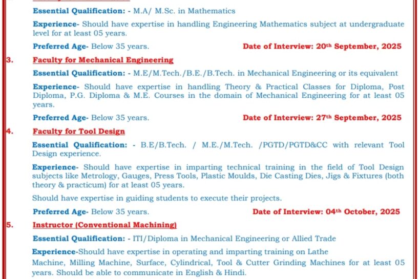 MSME TOOL ROOM HYDERABAD CITD BALANAGAR WALK IN NOTIFICATION CITD/Trg/Recruitment/Sep/25 AMAZING OPPORTUNITY MSME TOOL ROOM HYDERABAD CITD BALANAGAR WALK IN NOTIFICATION CITD/Trg/Recruitment/Sep/25 AMAZING OPPORTUNITY