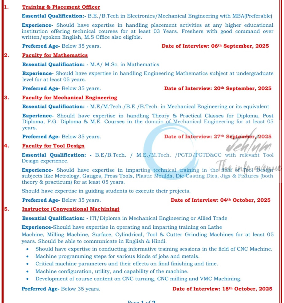 MSME TOOL ROOM HYDERABAD CITD BALANAGAR WALK IN NOTIFICATION CITD/Trg/Recruitment/Sep/25 AMAZING OPPORTUNITY 