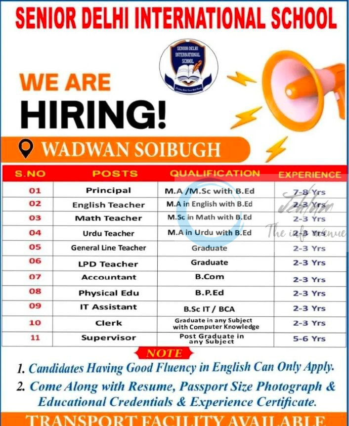 SENIOR DELHI INTERNATIONAL SCHOOL SDIS SOIBUGH HIRING TEACHING STAFF PREMIER OPPORTUNITY 2025