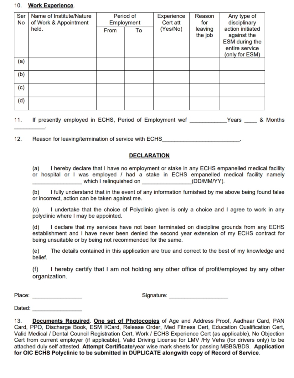 EX SERVICEMAN CONTRIBUTORY HEALTH SCHEME STATION ECHS DELHI MEDICAL/PARAMEDICAL/NON MEDICAL STAFF JOB OPPORTUNITIES NOTICE 2025