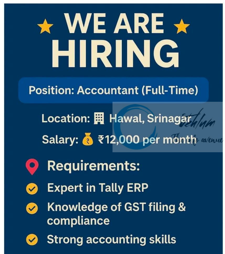 ASM TRADING SRINAGAR ACCOUNTANT AMAZING OPPORTUNITY 2025