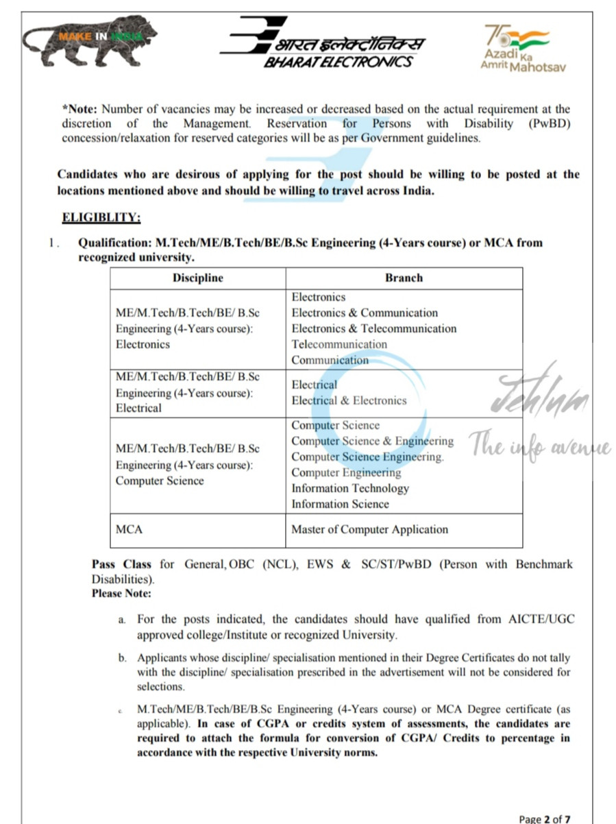 BHARAT ELECTRONICS LIMITED HOMELAND SECURITY AND SMART CITY BUSINESS SBU ENGINEERING JOB OPPORTUNITIES NOTICE 383/HR/HLS&SCB/2025-26
