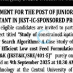 CENTRAL UNIVERSITY OF KASHMIR CUK GANDERBAL DEPTT OF INFORMATION TECHNOLOGY JRF JKSTIC PROJECT WALK IN 2025 AMAZING OPPORTUNITY 