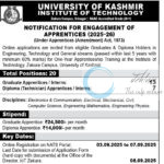 KASHMIR UNIVERSITY KU INSTITUTE OF TECHNOLOGY IoT ZAKURA SRINAGAR APPRENTICE OPPORTUNITIES 2025