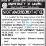JAMMU UNIVERSITY JU CENTRE FOR IT ENABLED SERVICES AND MANAGEMENT CIT YPS JOB OPPORTUNITIES NOTICE CIT/JU/2025/1713