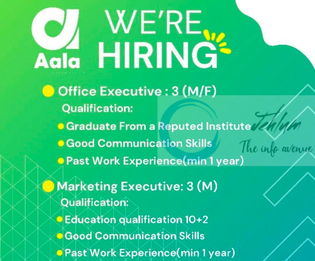 AALA CABS SRINAGAR OFFICE EXECUTIVE/MARKETING EXECUTIVE JOB OPPORTUNITIES NOTICE 2025