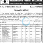 NATIONAL INSTITUTE OF HEALTH AND FAMILY WELFARE NIHFW JOB OPPORTUNITIES NOTICE A-12048/1/2025