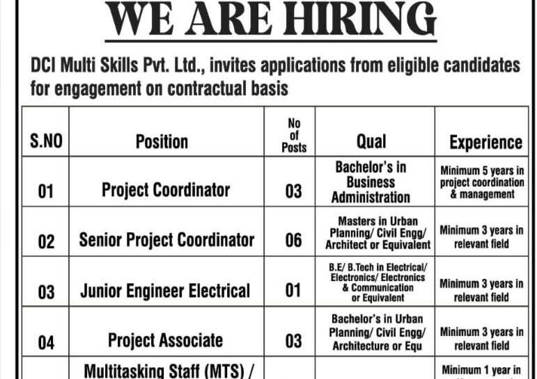 DCI MULTI SKILLS PVT LTD SRINAGAR JOB OPPORTUNITIES 2025