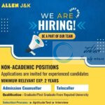 Allen Jammu and Kashmir Non Academic Jobs Opportunities Recruitment 2025