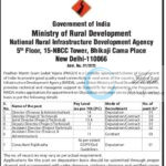 NATIONAL RURAL INFRASTRUCTURE DEVELOPMENT AGENCY NRIDA JOB OPPORTUNITIES NOTICE 2025