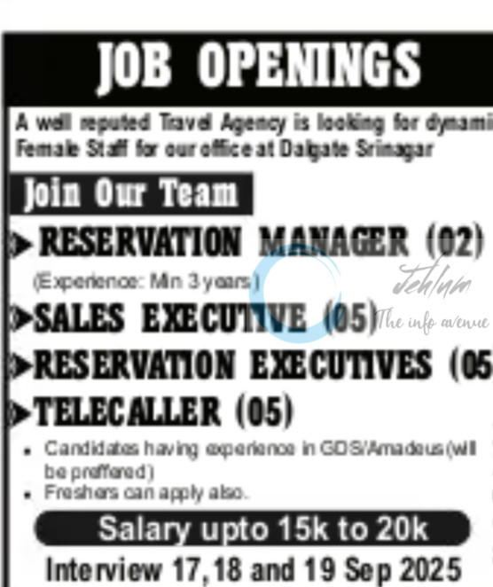 HIMALAYAN VINTAGE TRIPS SRINAGAR JOB OPPORTUNITIES 2025