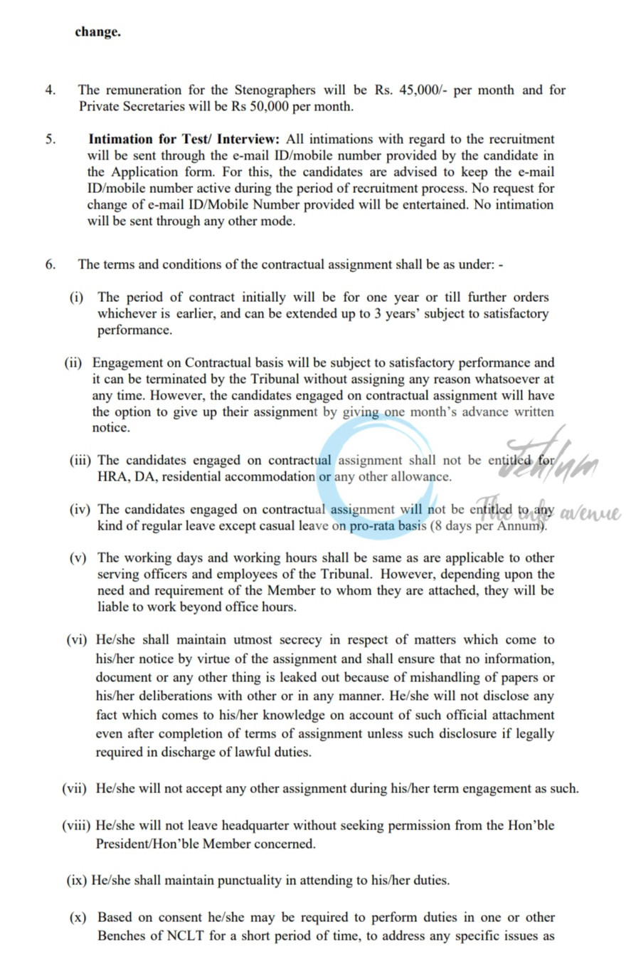 NATIONAL COMPANY LAW TRIBUNAL NCLT NEW DELHI JOB OPPORTUNITIES NOTICE 10/13/Advt/2024