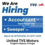 UNITED TVS MOTORS SRINAGAR ACCOUNTANT/SWEEPER WALK IN 2025