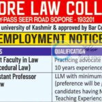 SOPORE LAW COLLEGE SLC GUEST FACULTY/AP JOB OPPORTUNITIES 2025