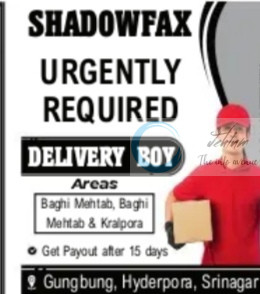 SHADOW FAX SRINAGAR DELIVERY BOY JOB OPPORTUNITIES 2025