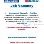 ALFA SUZUKI SRINAGAR ACCOUNTANT JOB 2025