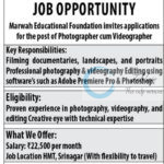 MARWAH EDUCATIONAL FOUNDATION MEF SRINAGAR PHOTOGRAPHER CUM VIDEOGRAPHER JOB OPPORTUNITIES 2025