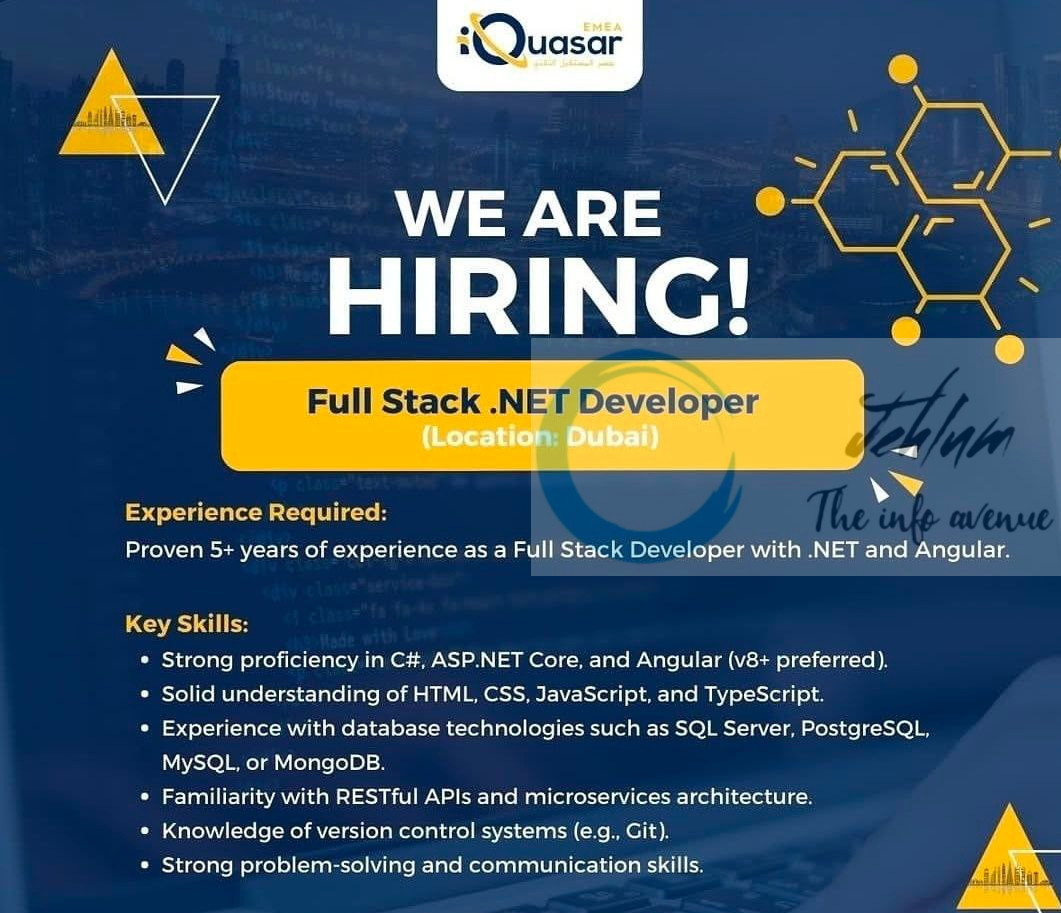 IQUASAR EMEA DUBAI NET DEVELOPER JOB OPPORTUNITIES 2025