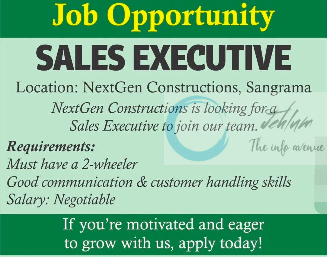 NEXTGEN CONSTRUCTIONS NGC SANGRAMA SALES EXECUTIVE JOB OPPORTUNITIES 2025