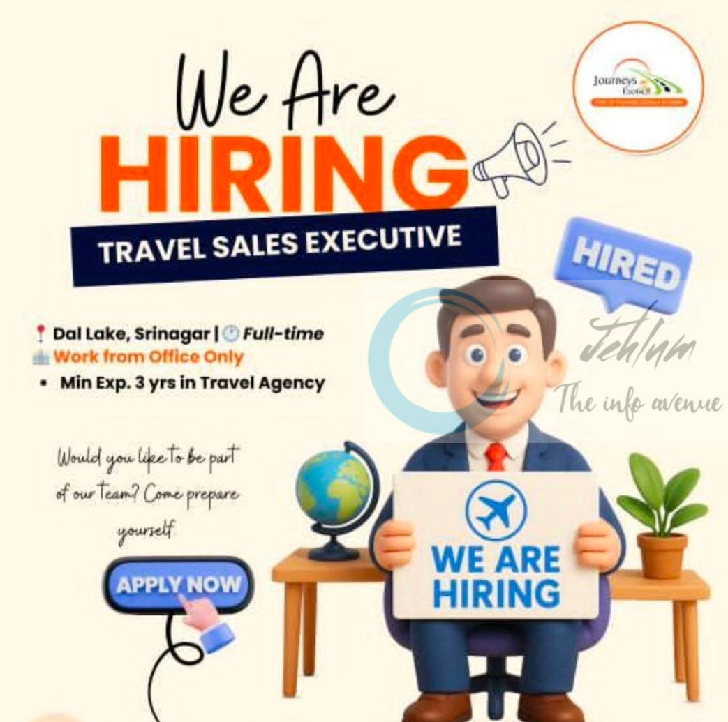 JOURNEYS EXOTICA JE SRINAGAR TRAVEL SALES EXECUTIVE JOB OPPORTUNITIES 2025