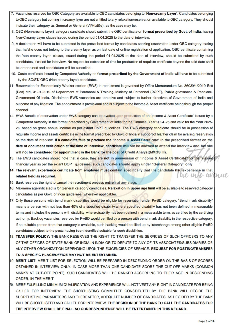 STATE BANK OF INDIA SBI CENTRAL RECRUITMENT AND PROMOTION DEPARTMENT SPECIALIST CADRE OFFICER JOB OPPORTUNITIES NOTICE CRPD/SCO/2025-26/11
