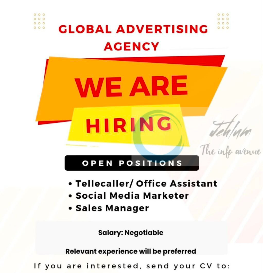 GLOBAL ADVERTISING AGENCY SRINAGAR JOB OPPORTUNITIES 2025 2 GLOBAL ADVERTISING AGENCY SRINAGAR JOB OPPORTUNITIES 2025