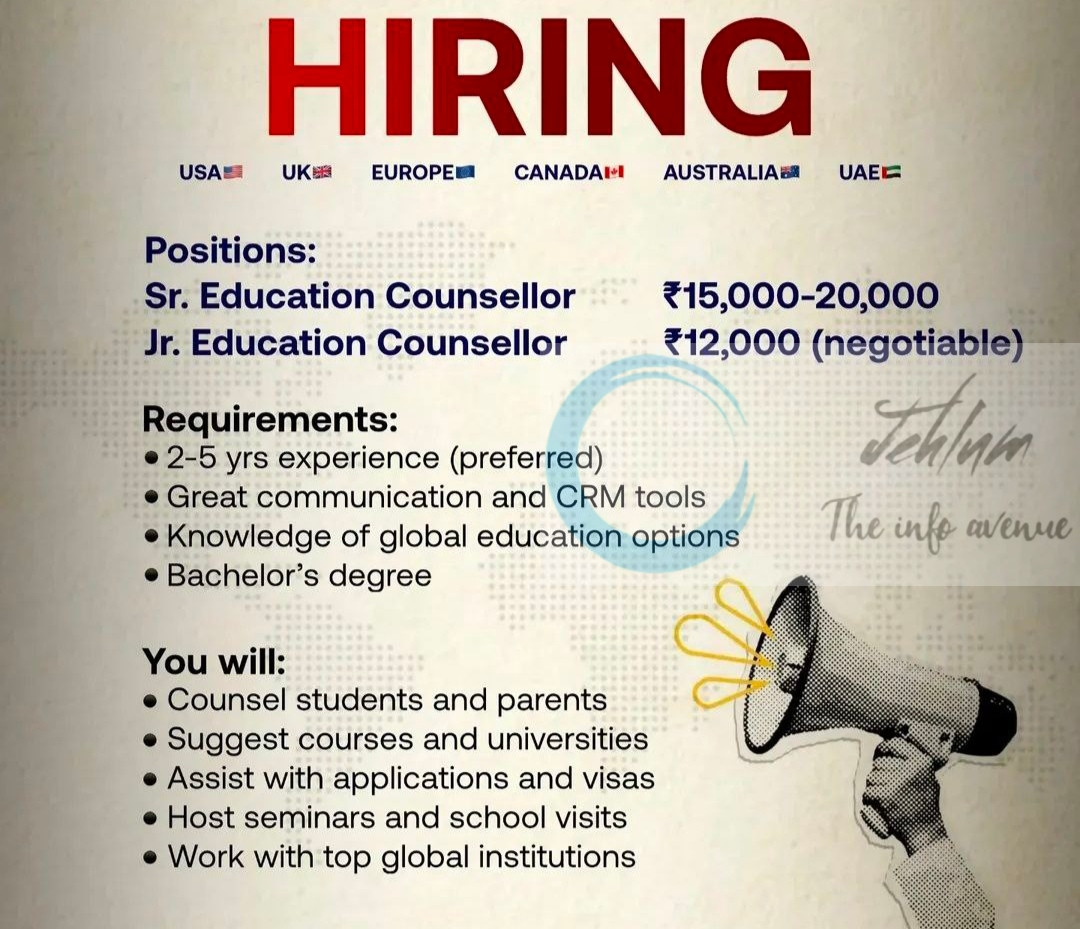 DELPHINI EDUCATION SRINAGAR SR AND JR EDUCATION COUNSELLORS JOB OPPORTUNITIES 2025