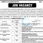 JAMMU AND KASHMIR MILK PRODUCERS COOPERATIVE LIMITED JKMPCL SRINAGAR JOB OPPORTUNITIES NOTICE JKMPCL/Corp/2025-26/170