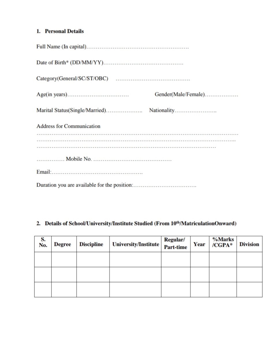 BABA GHULAM SHAH BADSHAH UNIVERSITY BGSBU DEPTT OF BIOTECHNOLOGY JOB OPPORTUNITIES NOTICE BGSBU/BIO/25/1736