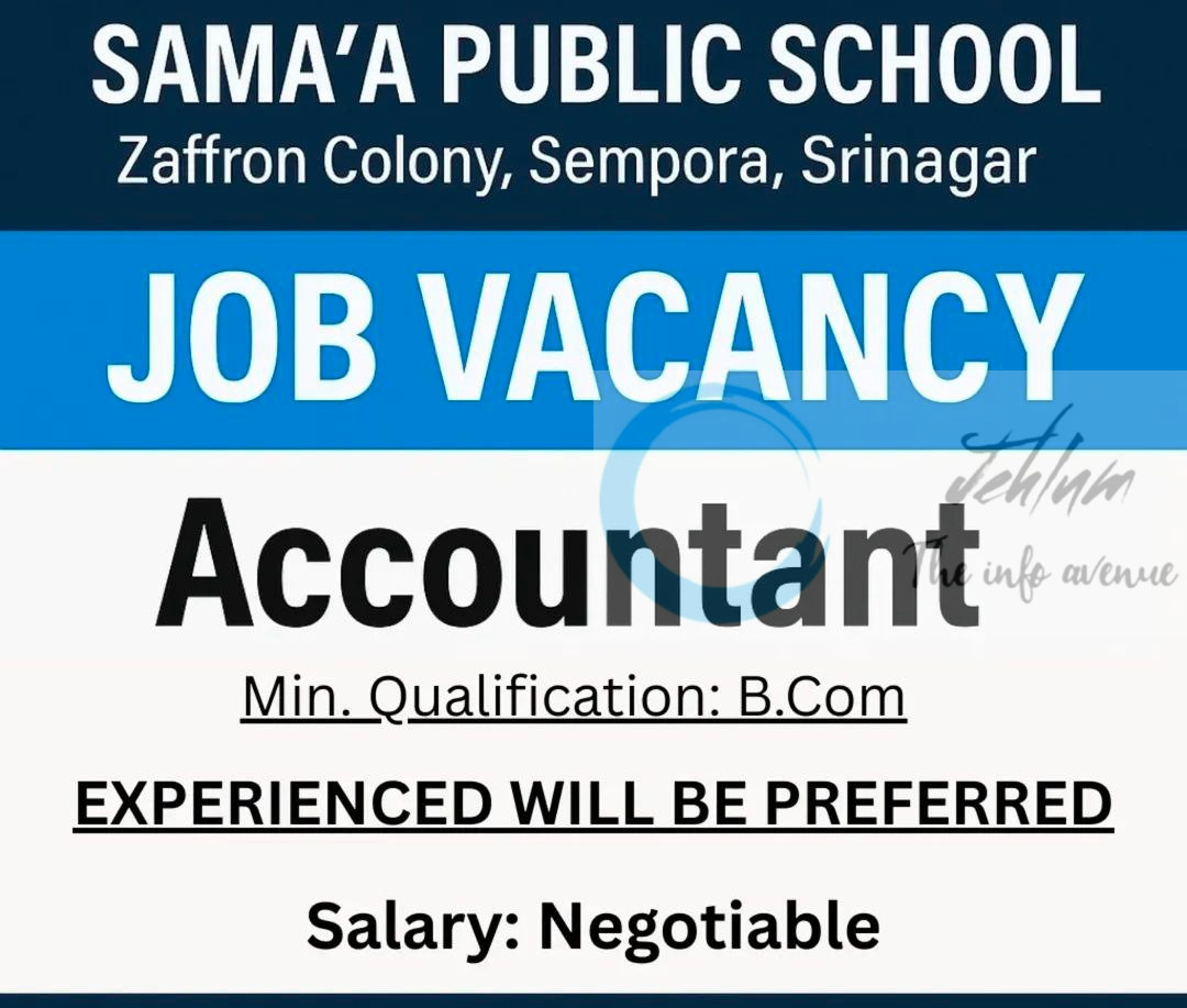 SAMAA Public School srinagar Accountant Job opportunities 2025 2 SAMAA Public School srinagar Accountant Job opportunities 2025