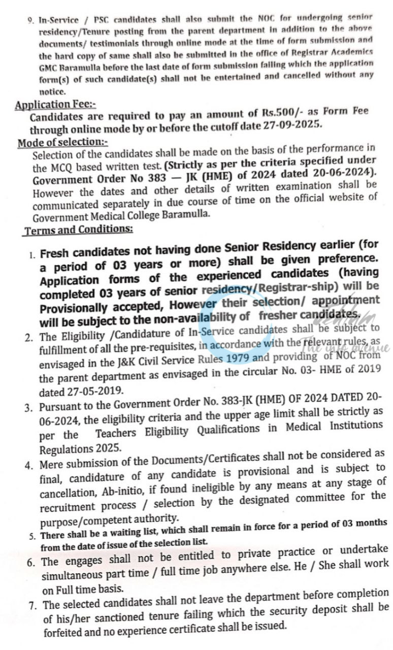 GOVT MEDICAL COLLEGE GMC BARAMULLA JOB OPPORTUNITIES NOTICE RA of 2025 3 GOVT MEDICAL COLLEGE GMC BARAMULLA JOB OPPORTUNITIES NOTICE RA of 2025