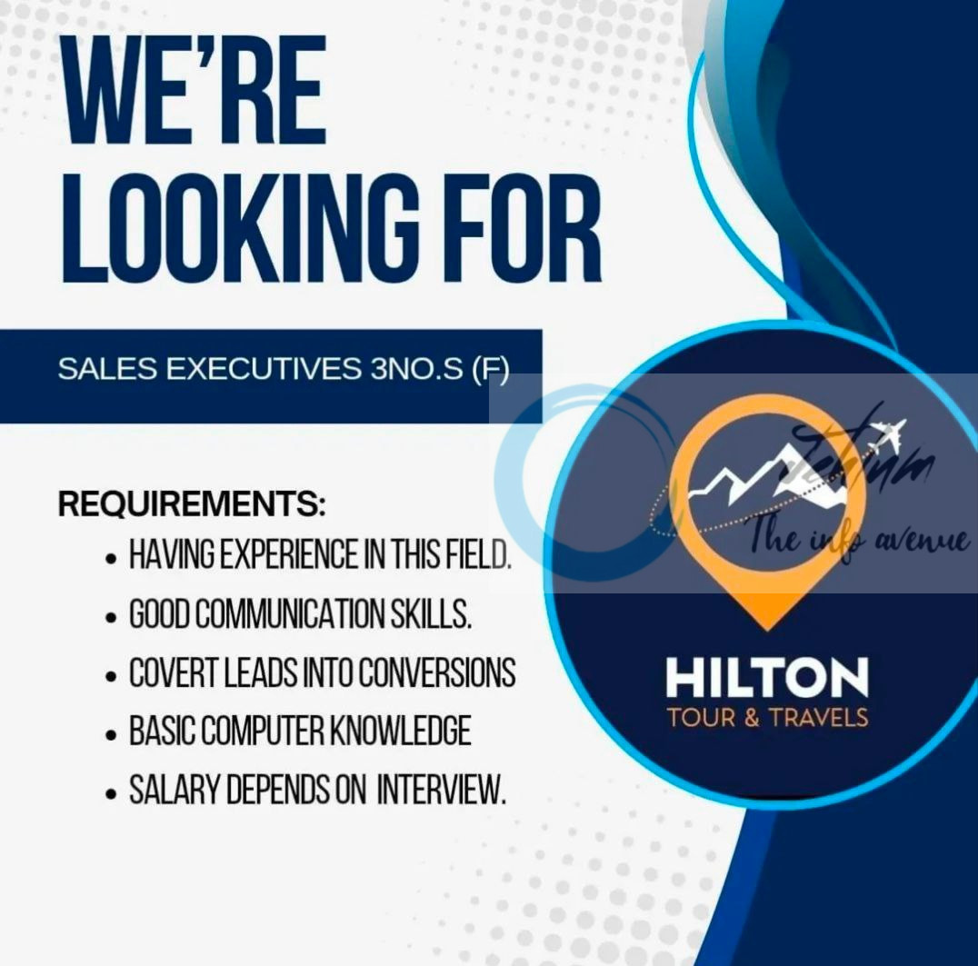 HILTON TOUR AND TRAVELS SRINAGAR SALES EXECUTIVES JOB OPPORTUNITIES 2025 2 HILTON TOUR AND TRAVELS SRINAGAR SALES EXECUTIVES JOB OPPORTUNITIES 2025