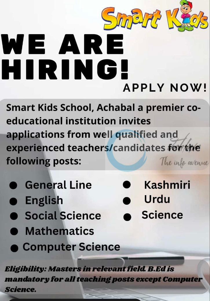 SMART KIDS SCHOOL ACHABAL TEACHERS JOB OPPORTUNITIES NOTICE 2025