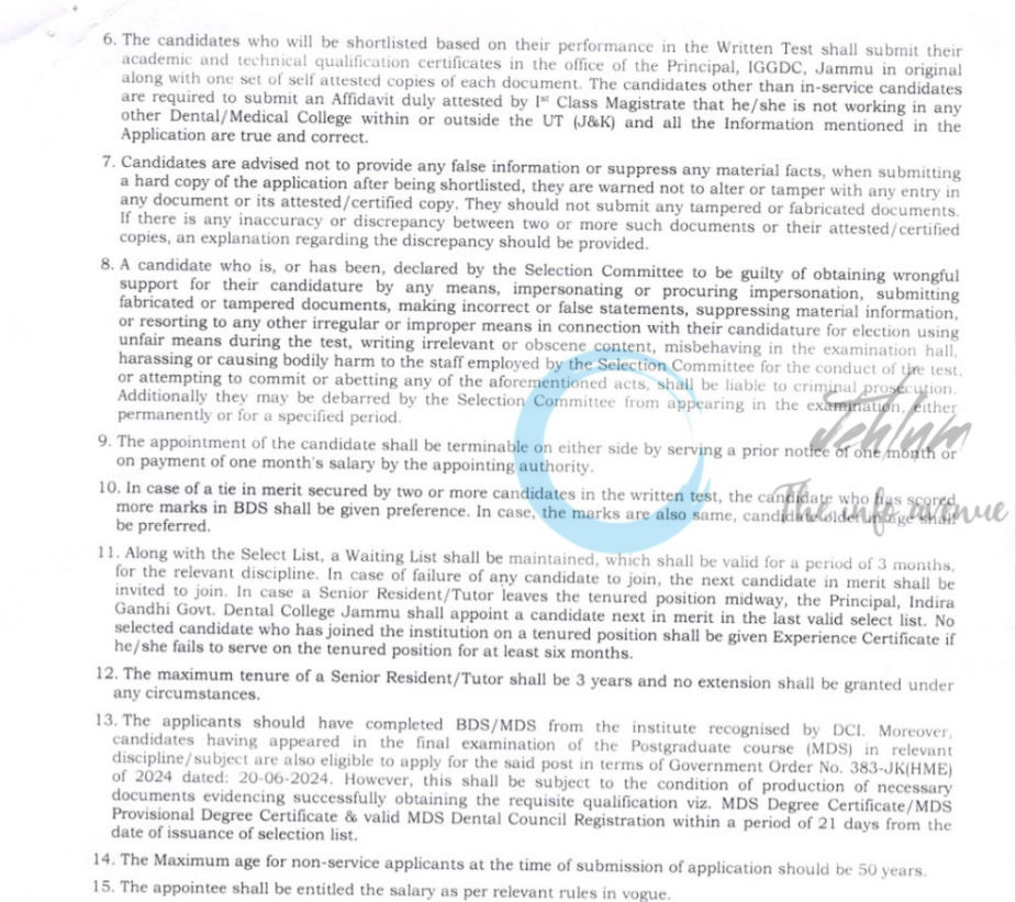 INDIRA GANDHI GOVT DENTAL COLLEGE IGDC JAMMU SR RESIDENT TUTOR JOB OPPORTUNITIES 383-JK/HME of 2025