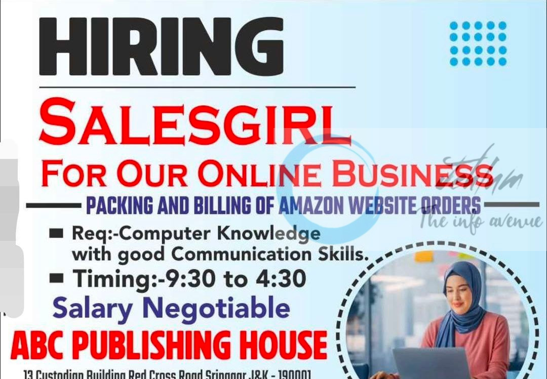 ABC PUBLISHING HOUSE SRINAGAR SALESGIRL JOB OPPORTUNITIES 2025 2 ABC PUBLISHING HOUSE SRINAGAR SALESGIRL JOB OPPORTUNITIES 2025