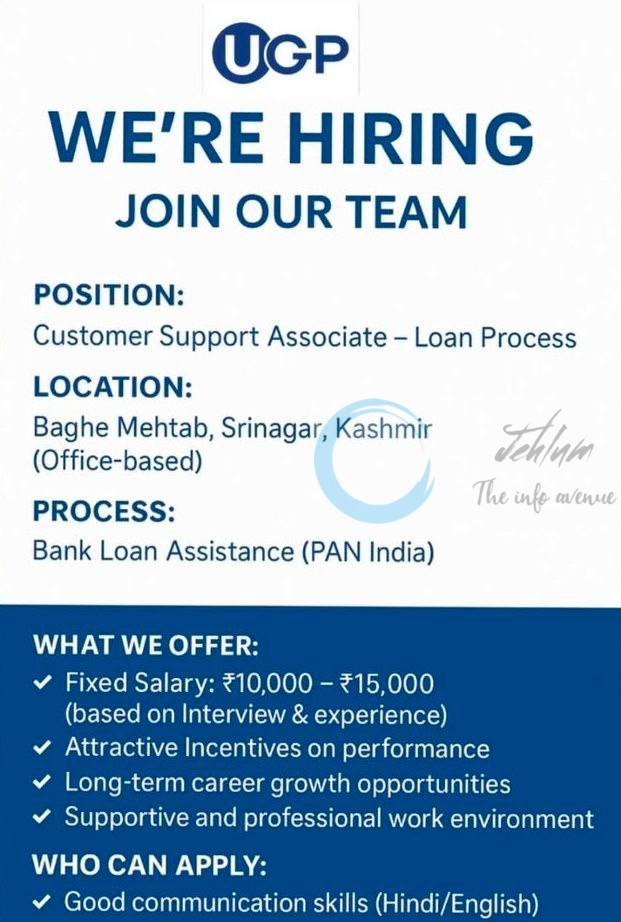 UGP SRINAGAR CUSTOMER SUPPORT ASSOCIATE JOB OPPORTUNITIES 2025 2 UGP SRINAGAR CUSTOMER SUPPORT ASSOCIATE JOB OPPORTUNITIES 2025