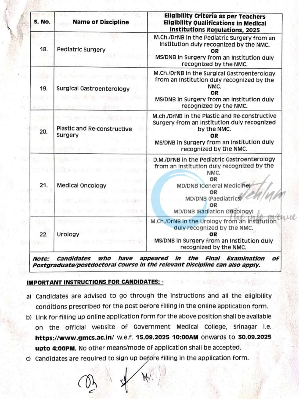 Govt Medical College GMC Srinagar Senior Residents Tutor Engagement Advertisement Notice No 12 of 2025