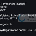Birla Open Minds Preschool Chadoora Jobs Opportunities 2025