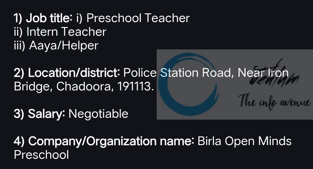 Birla Open Minds Preschool Chadoora Jobs Opportunities 2025