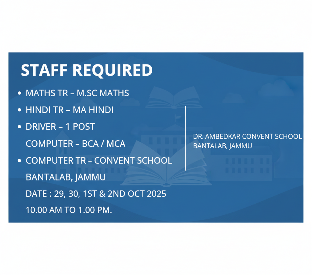 DR AMBEDKAR CONVENT SCHOOL JAMMU JOB OPPORTUNITIES 2025 1 DR AMBEDKAR CONVENT SCHOOL JAMMU JOB OPPORTUNITIES 2025
