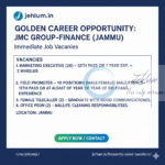 JMC GROUP FINANCE JAMMU MARKETING EXECUTIVE/FIELD PROMOTER JOB OPPORTUNITIES 2025