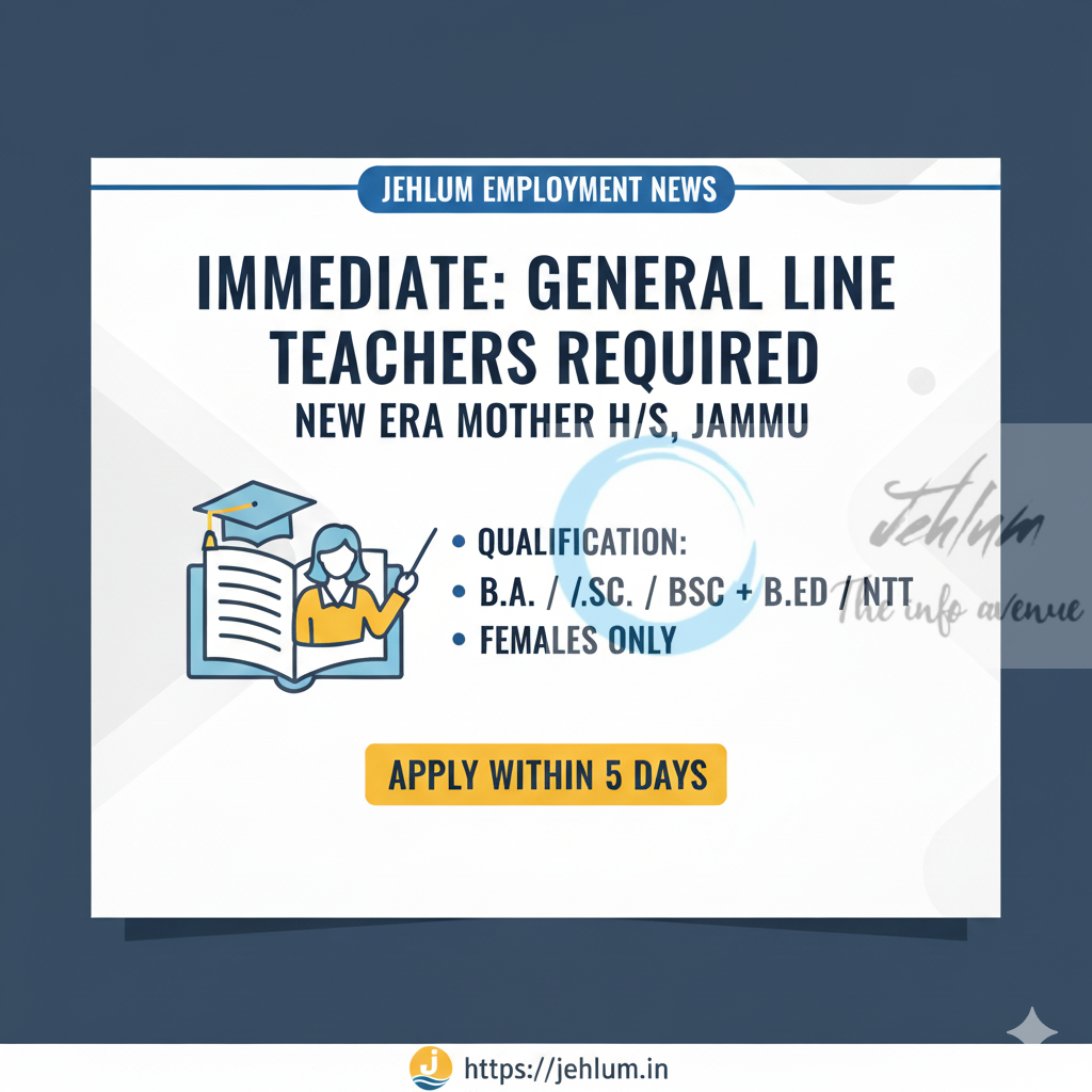 NEW ERA MOTHER HIGH SCHOOL NEMHS JAMMU FACULTY JOB OPPORTUNITIES 2025 2 NEW ERA MOTHER HIGH SCHOOL NEMHS JAMMU FACULTY JOB OPPORTUNITIES 2025