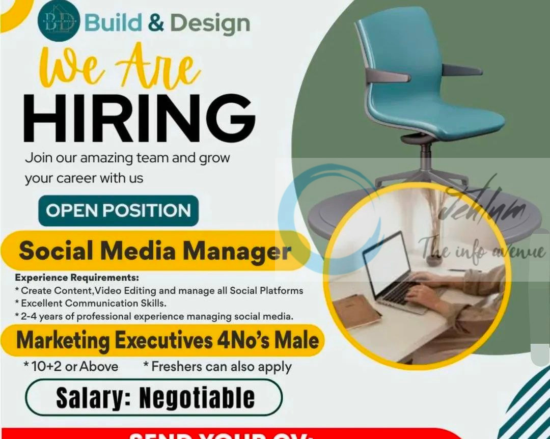 BUILD AND DESIGN BD SRINAGAR SOCIAL MEDIA MANAGER AND MARKETING EXECUTIVES JOB OPPORTUNITIES 2025