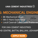 UMA CEMENT INDUSTRIES JAMMU MECHANICAL ENGINEER JOB OPPORTUNITIES 2025